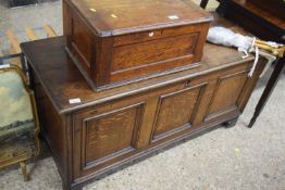 An 18th Century oak coffer with panelled front