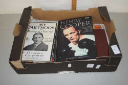 Box containing a quantity of boxing ephemera, Henry Cooper, together with Biggles Flies Again