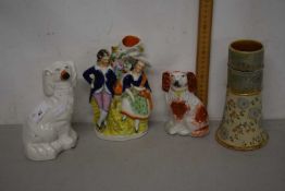 Group of Staffordshire wares including two poodles, Royal Doulton vase
