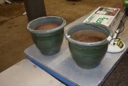 Pair of glazed plant pots