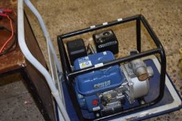 Powercraft petrol water pump together with a collapsible trolley