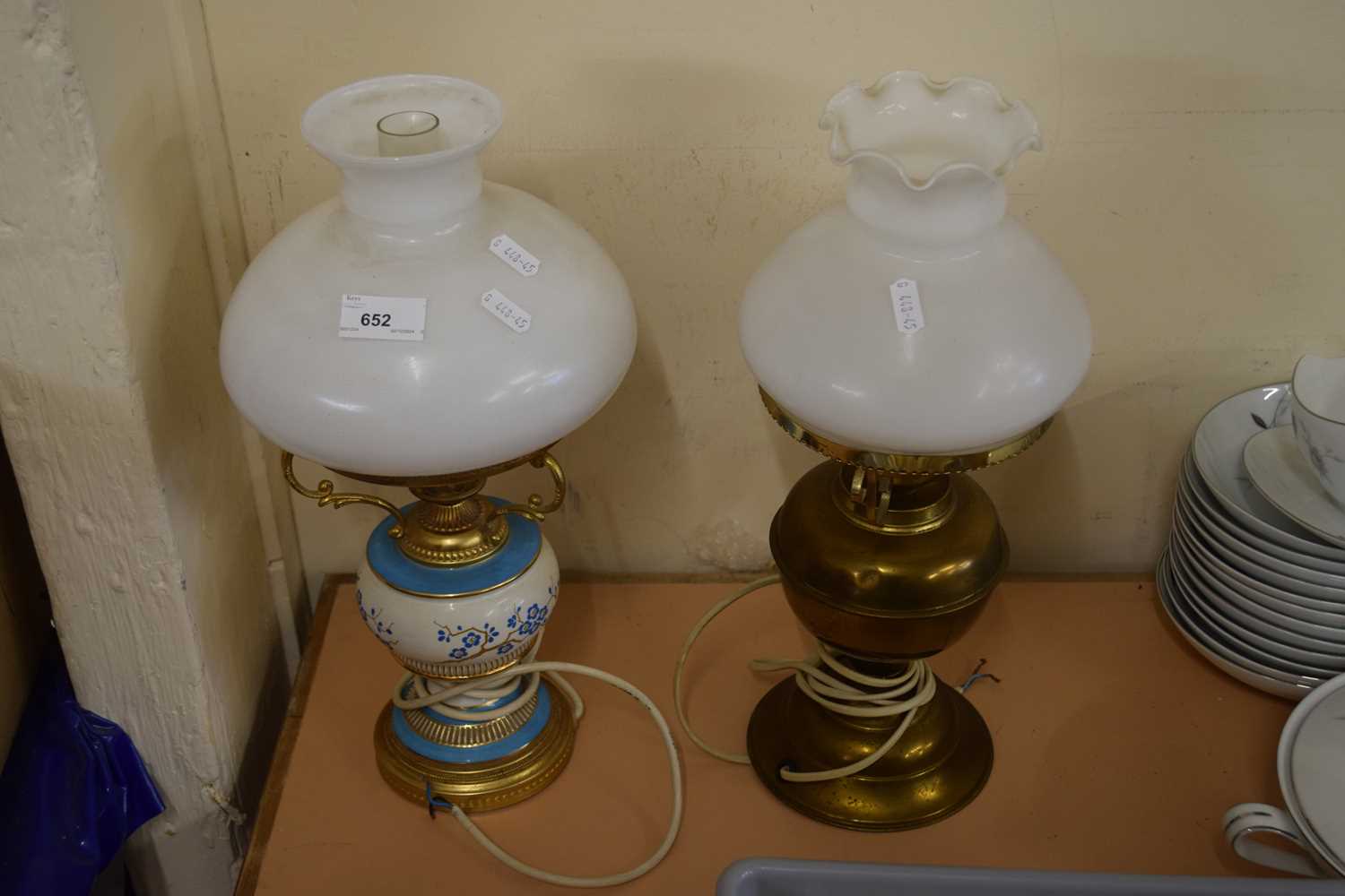 Two vintage oil lamps converted to electricity