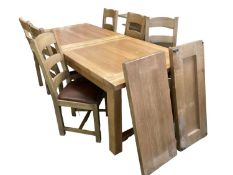 A John Lewis good modern kitchen table, extending , with 2 separate leaves, with the set of six high
