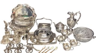 Collection of good quality silver plated wares to include sardine dish, gun-carriage salt-cellar and