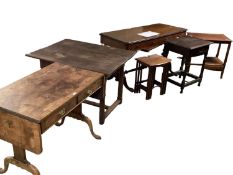 Quantity of furniture for restoration, to include a library table, a sofa table and an oak table,