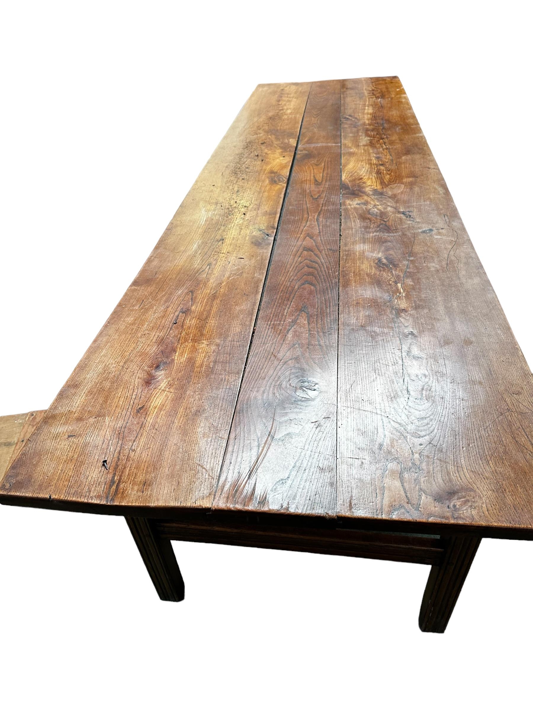 An C18th and later, French fruitwood refectory table, some wear and character, with much use, see - Image 2 of 3