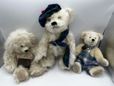 Three good, collectable bears with labels: Merrythought