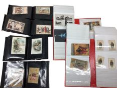 A quantity of C19/C20th postcards and silks, UK and Europe cards, Ceramic Art, Militaria silks