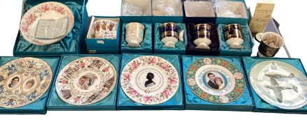 A collection of boxed Coalport Royal commemorative wear. Regency bowl and other items . One with