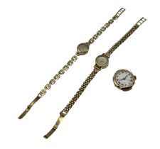 A 9ct gold cased ladies Rolex cocktail watch on a 9ct integral strap. Together with a yellow