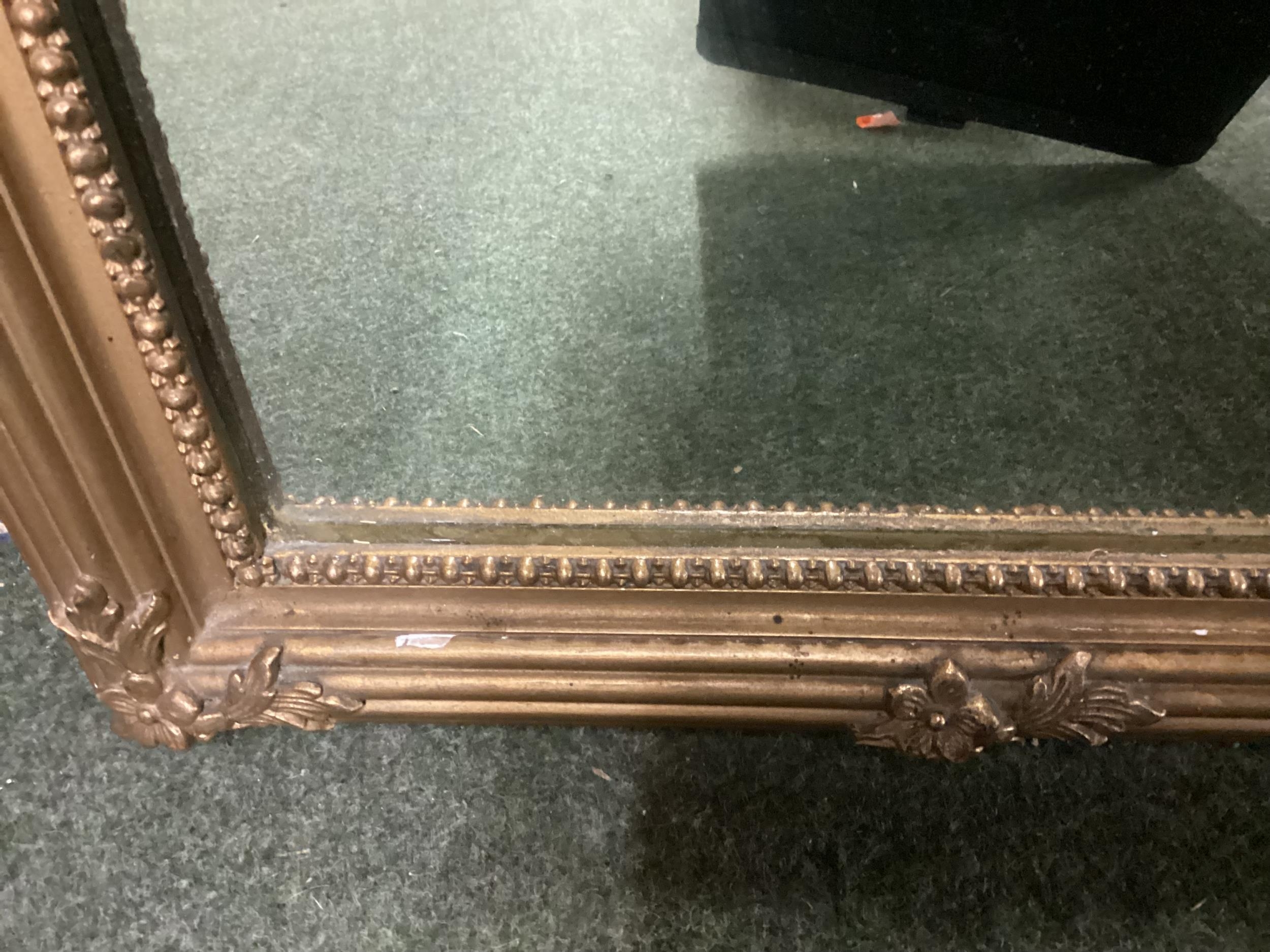 A gilt framed rectangular hanging wall mirror, with pediment to top, overall 120cm High x 64cm wide, - Image 3 of 4