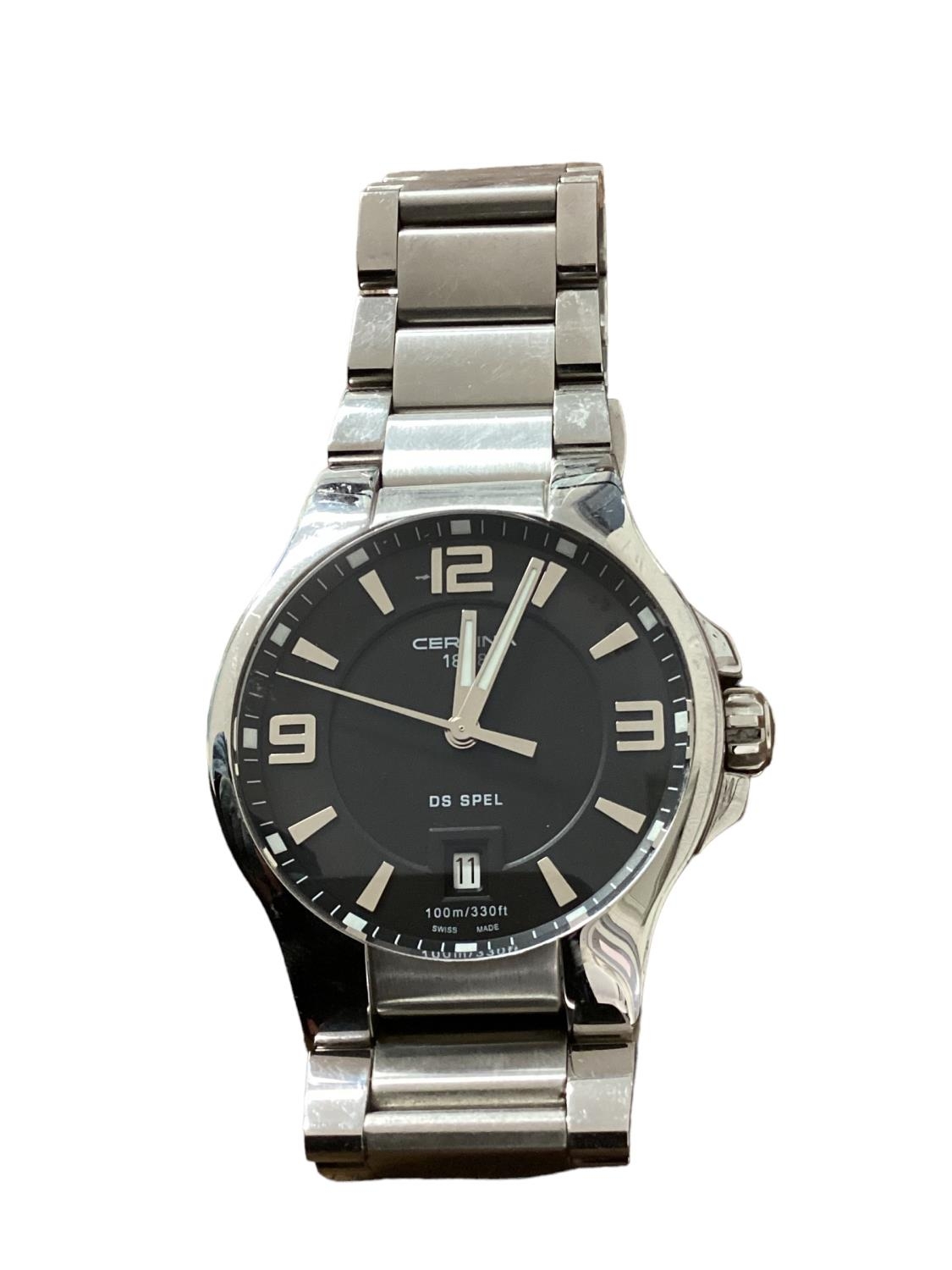 A Certina DS Spel automatic wristwatch. Stainless steel case with black 34mm face with Arabic and - Image 5 of 8