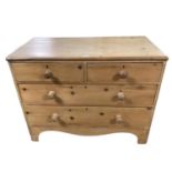 A small pine chest of two short and two long drawers, general wear