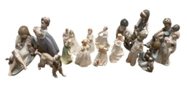 A quantity of Lladro figures, see images for details and a quantity of Royal Worcester and Royal