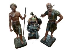 After Marcel Debut (1865 - 1933), a pair of spelter figures "The Water Carriers" etched signature to
