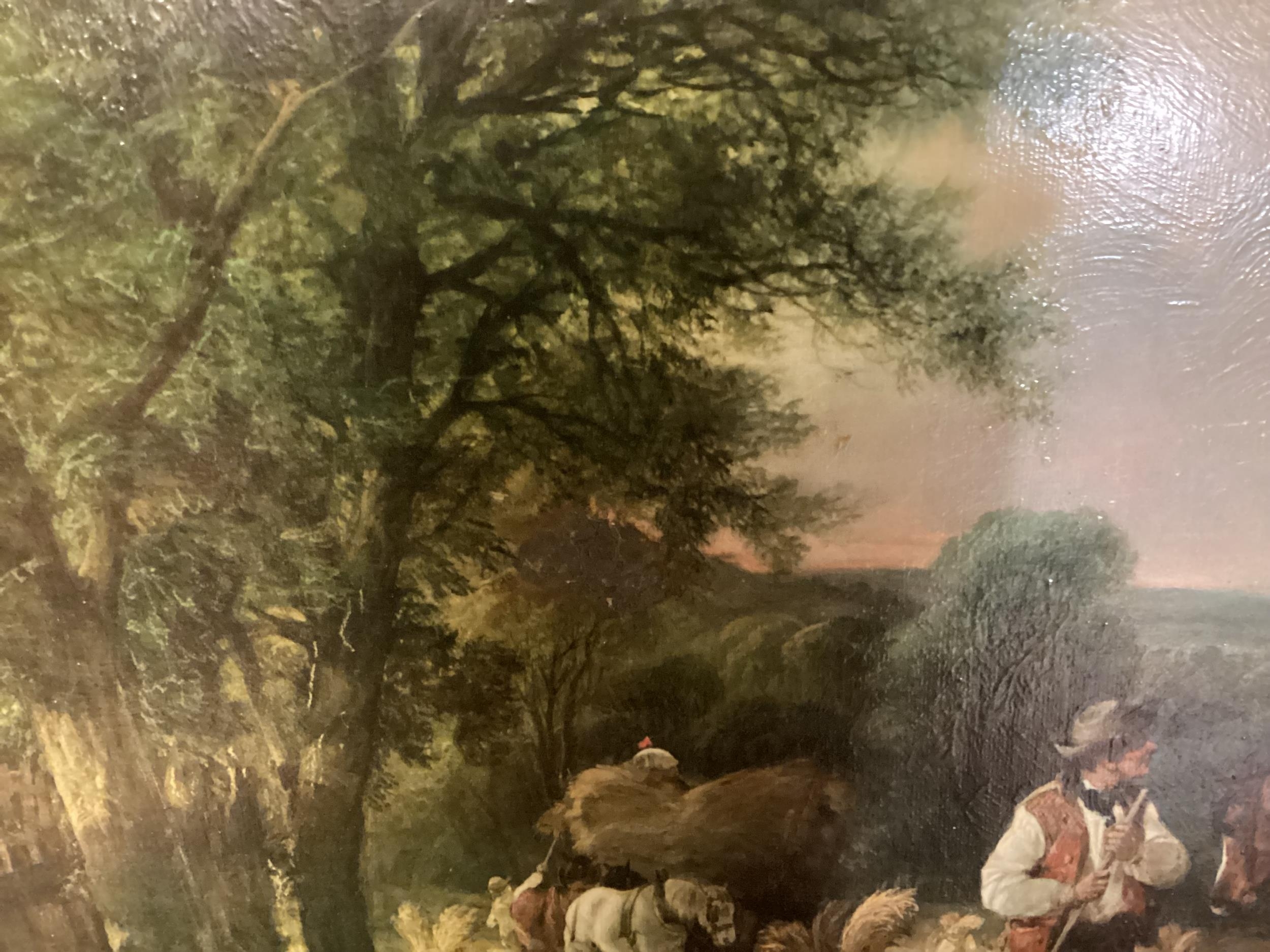 After William Shayer, a gilt framed picture of a C19th Harvest Scene; a Watercolour titled Mousehole - Image 11 of 12