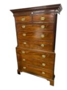 A mahogany Chest on Chest with brass handles, in fairly good condition, no obvious sign of damage or