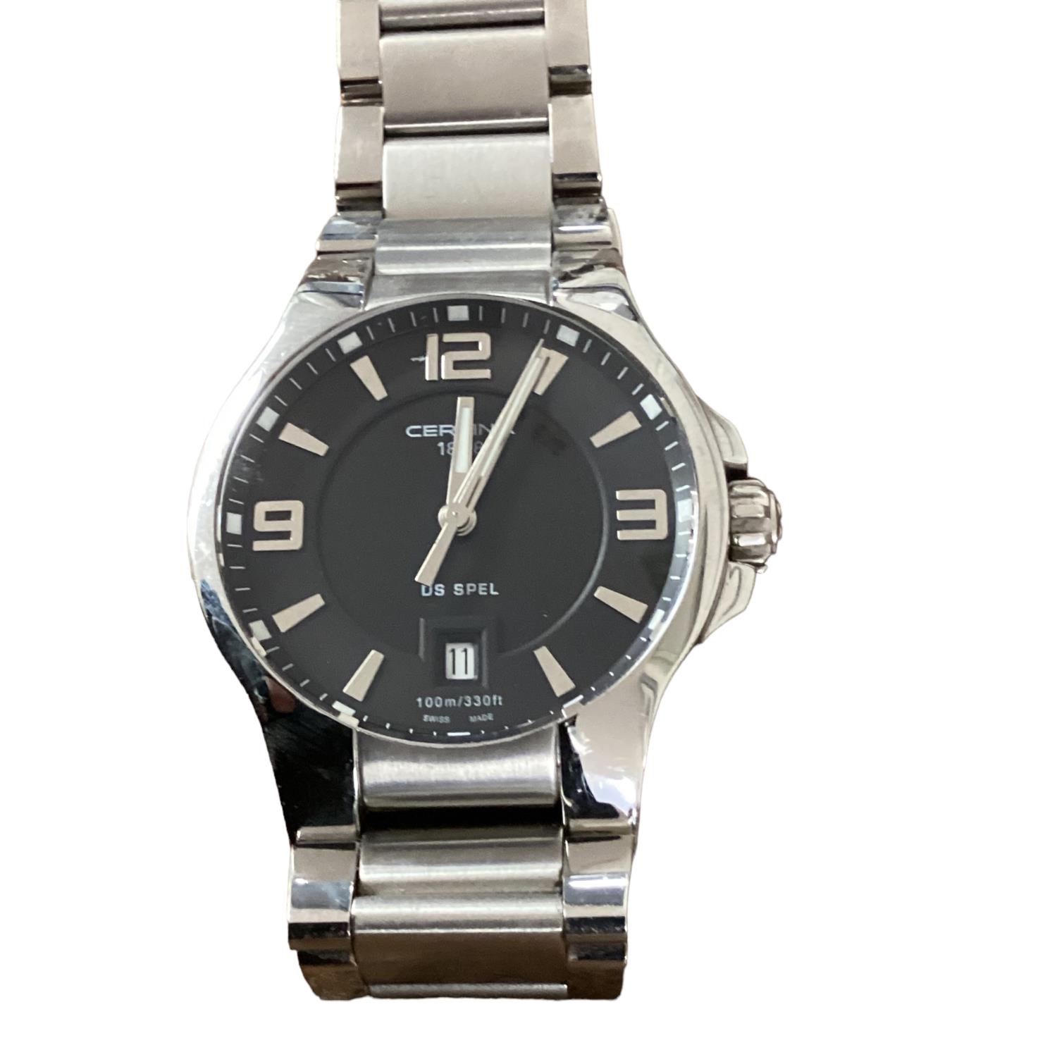 A Certina DS Spel automatic wristwatch. Stainless steel case with black 34mm face with Arabic and - Image 4 of 8