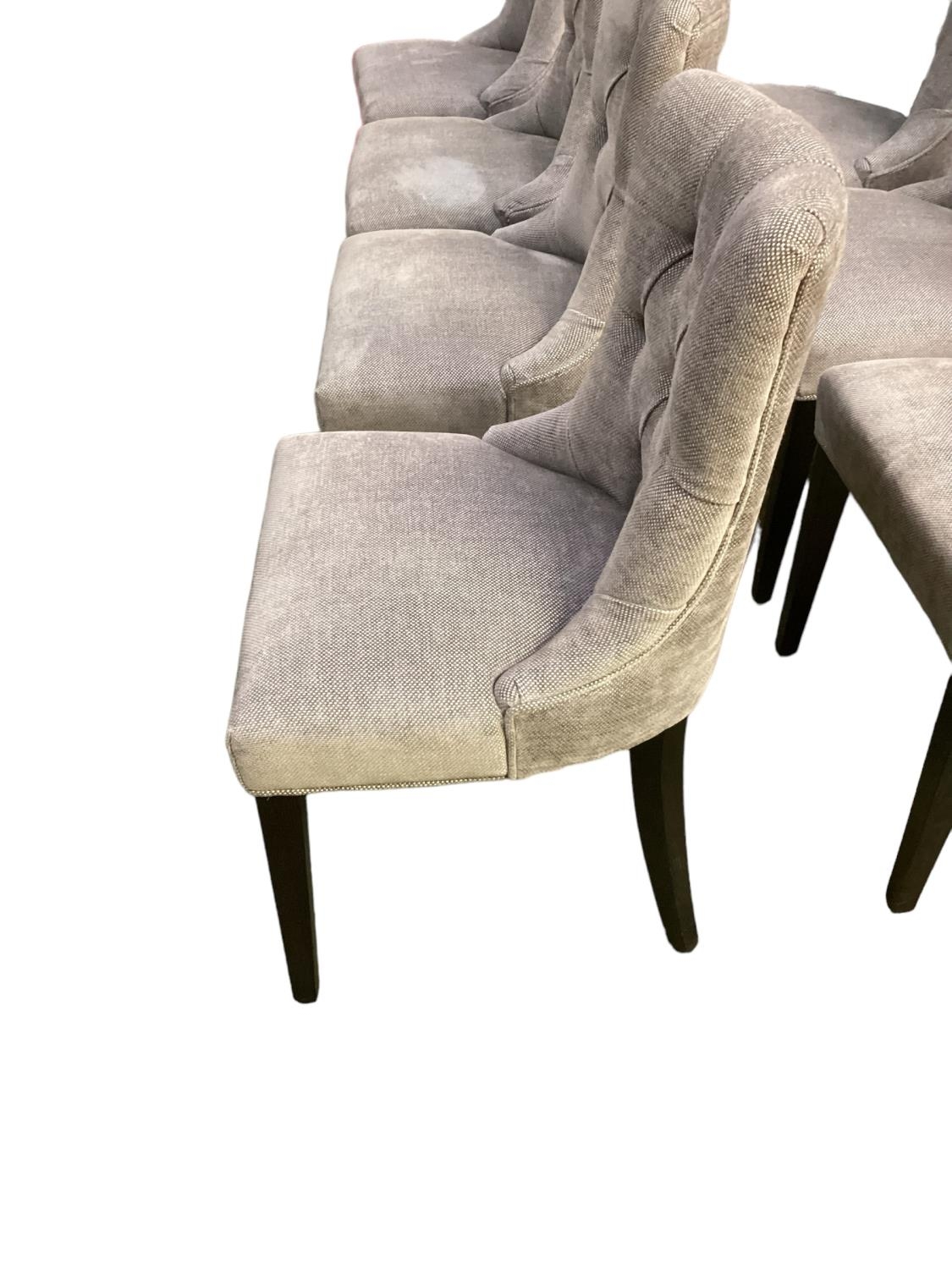 A set of good 12 bespoke made contemporary dining chairs, upholstered and button backed in a quality - Image 3 of 3