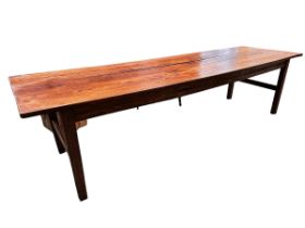An C18th and later, French fruitwood refectory table, some wear and character, with much use, see