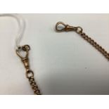 9CT Rose gold flat curb link gents Albert chain, approx 39 cm , 10.7g