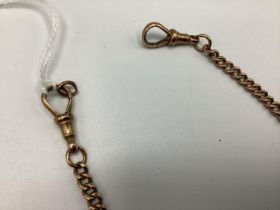 9CT Rose gold flat curb link gents Albert chain, approx 39 cm , 10.7g