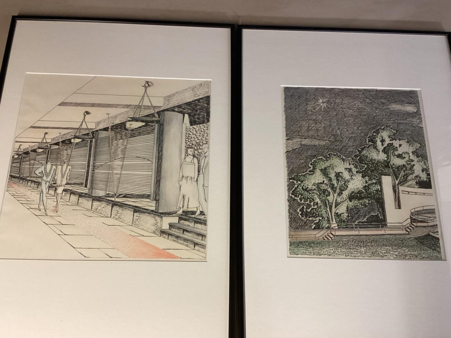 Four woodcut style prints in matching glazed ebonized frames 50 cmx 28 cm - Image 3 of 3