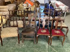 Quantity of various C19th and later dining chairs, CONDITION REPORT: Clearance lot, all as found,