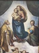 Print of the Sistine Madonna by Raphael in an unglazed gilt frame, 53 x 38cm, Kensington House