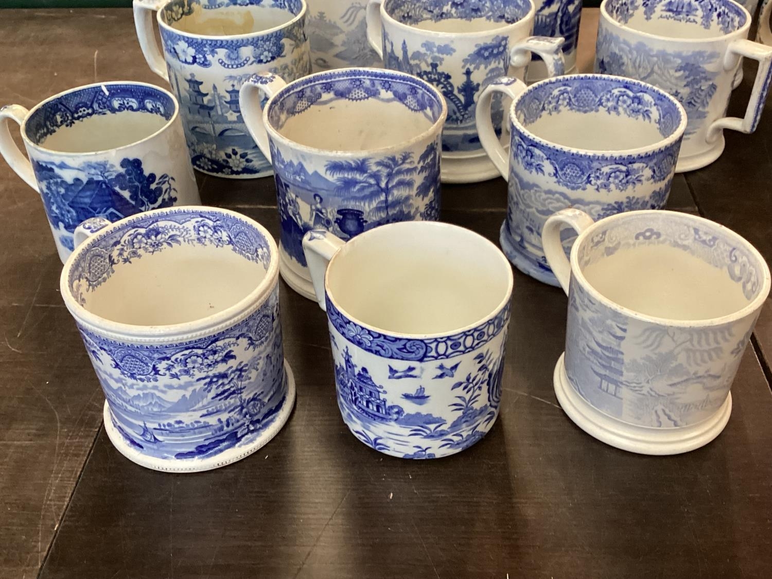 A large collection of blue and white cider mugs, late 18th century to early 20th century, various - Image 2 of 17