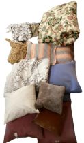 A collection of textiles and cushions, general clearance lot, sold as found