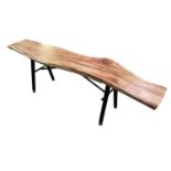 A contemporary "handcrafted" bespoke beech topped coffee table