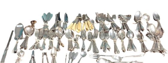 Large collection of silver plated flatware and knives