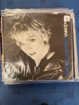 Madonna, 32 vinyl record albums. Celebration, justify my love, Holiday and Think of Me, Erotica, Bad