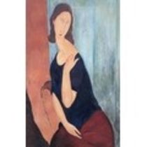 After Modigliani, modern reproduction oil on canvas, of a seated lady in gilt frame,