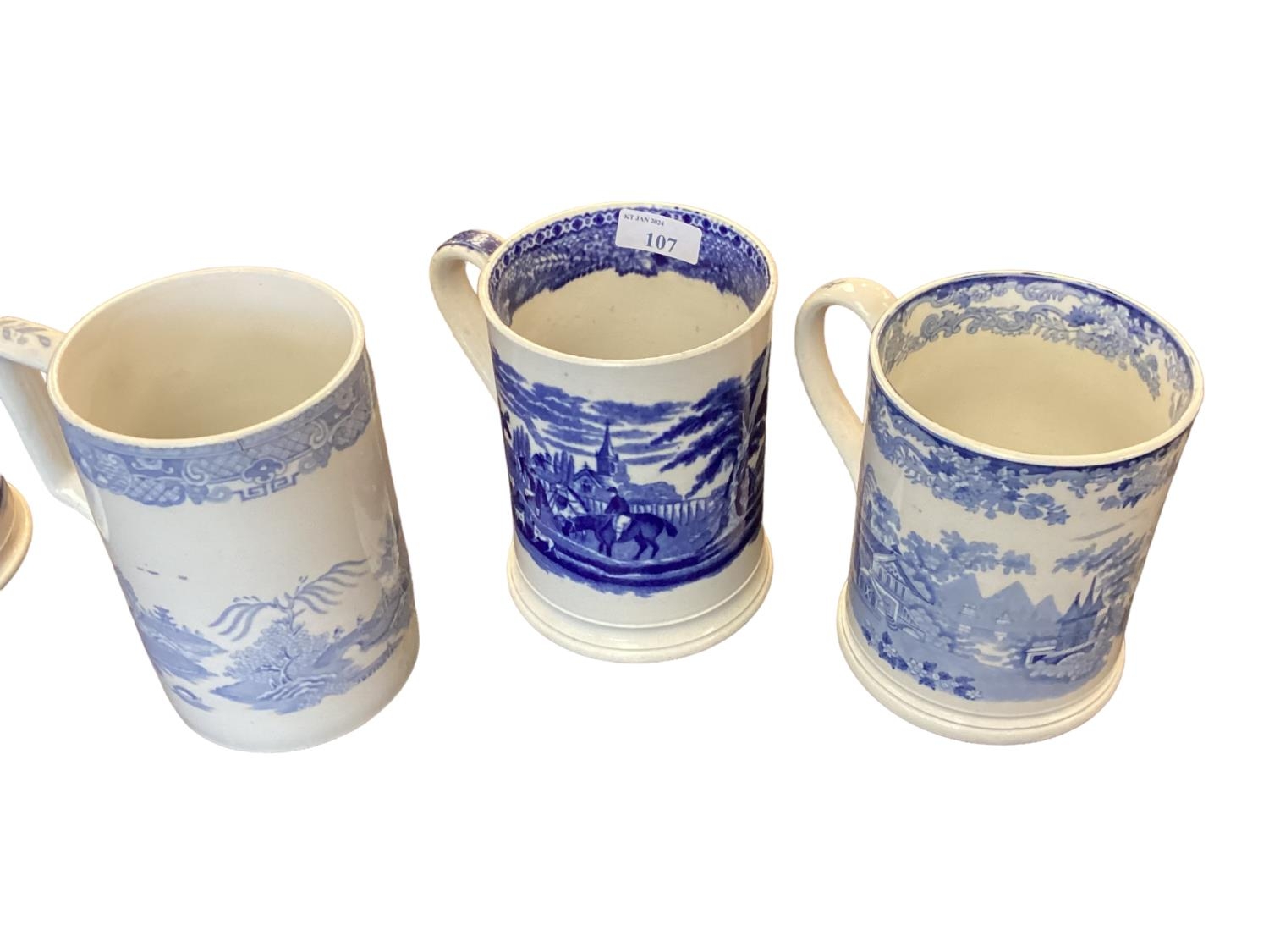 A large collection of blue and white cider mugs, late 18th century to early 20th century, various - Image 12 of 17