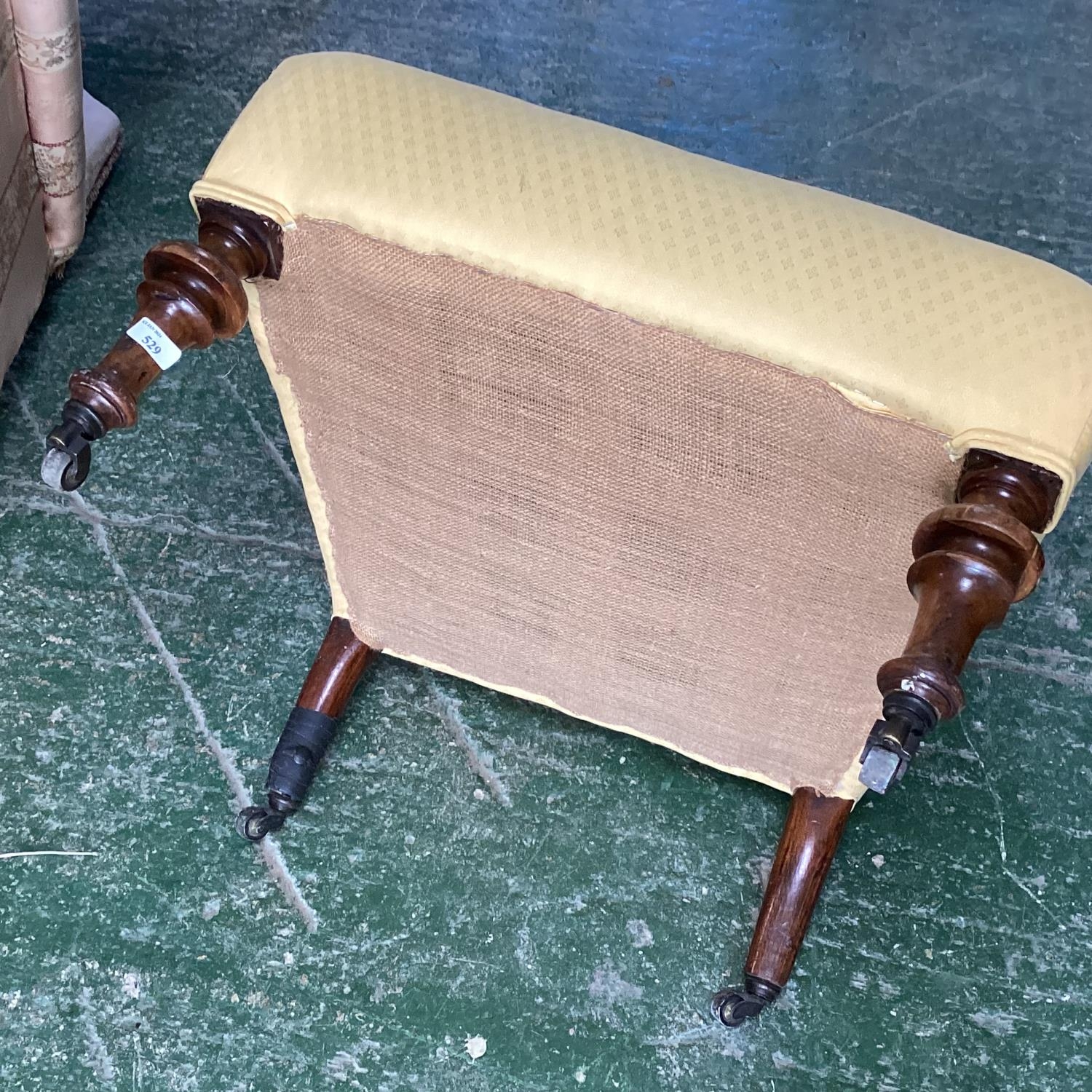 A small yellow upholstered bedroom chair, on turned feet to castors, and another upholstered arm - Image 10 of 11