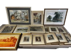 A quantity of decorative pictures and prints, to include watercolours of the Shambles, York, see all