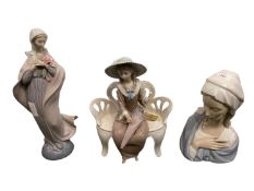 Three Lladro figurines of ladies, including, a Lladro figure of Madonna
