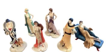 A collection of six Coalport Roaring 20s figurines. All boxed and in good order.