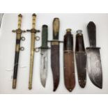 Two British Fairbairn-Sykes style Commando knives marked William Rodgers and Taylor in original