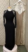 Two dresses, Hardy Amies, full length black evening dress. Condition good, a few marks Possibly size