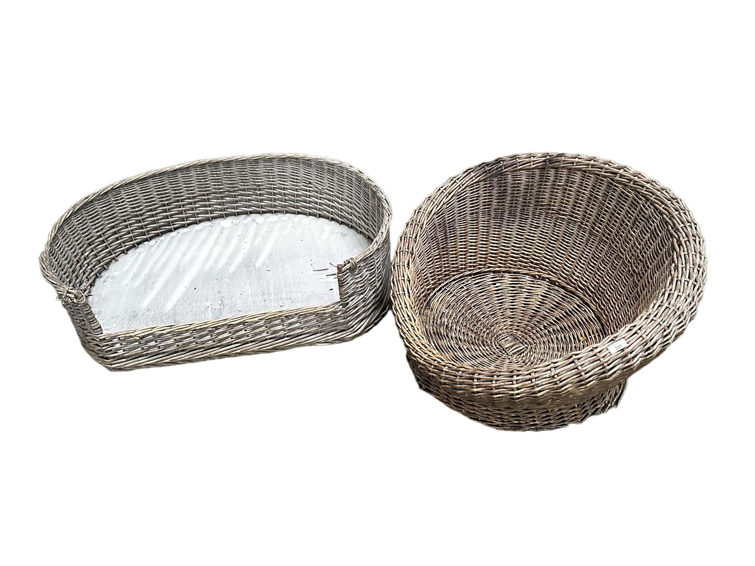 Two good quality cane dog beds. 105 cm w and 80 cm w