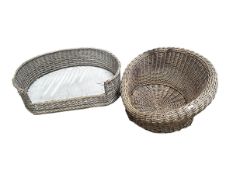 Two good quality cane dog beds. 105 cm w and 80 cm w