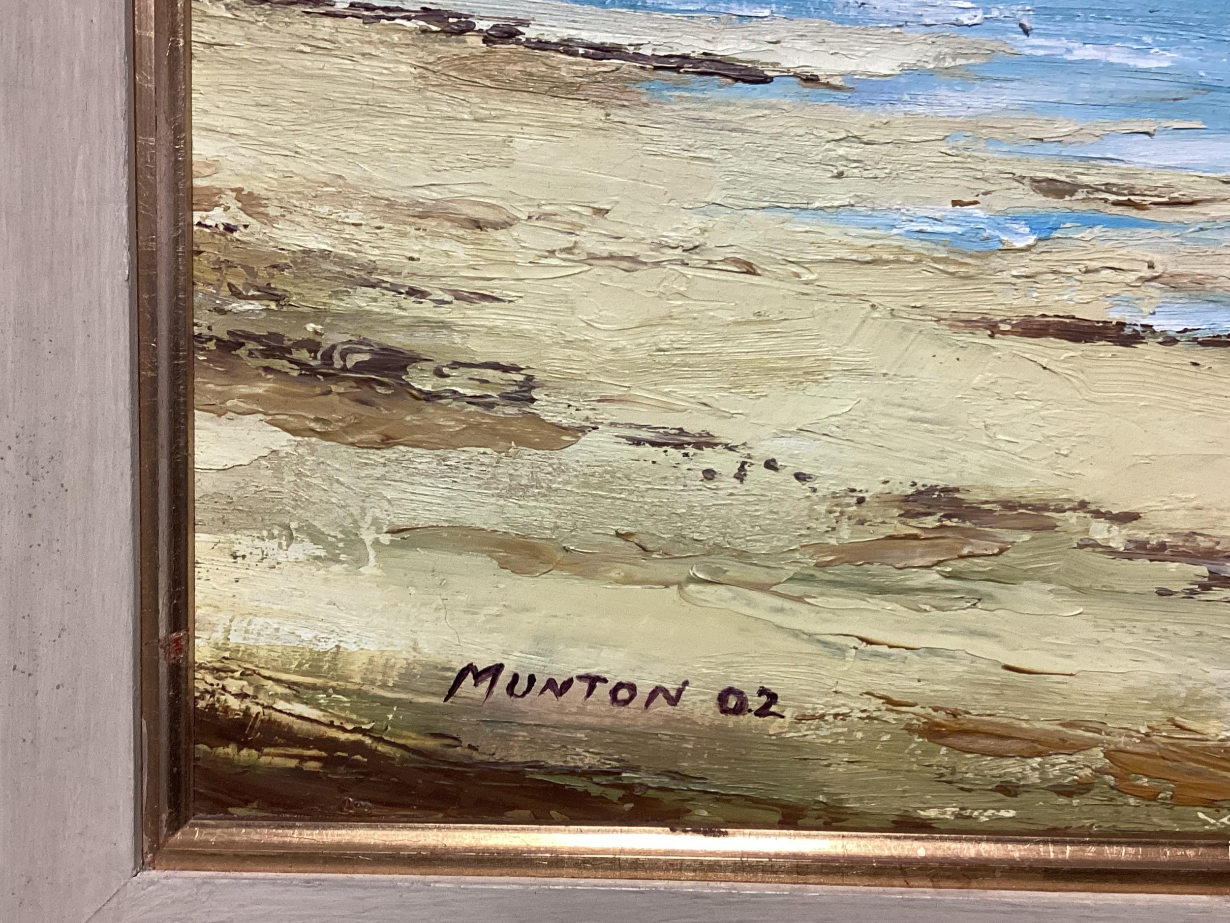 A contemporary oil on board, seascape and lighthouse, GEORGE H R MUNTON, marked verso May 2002, - Image 3 of 3