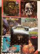 6 various vinyl records, to include. Anthrax, Sacred Reich, Suicidal Tendencies, Slayer, varying