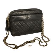 Chanel, leather handbag with long chain straps. Number B263. Used condition, but otherwise good. See