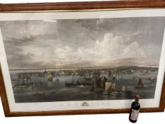 A large modern framed and glazed pictures of New York Harbour in the C19th, and Collection of