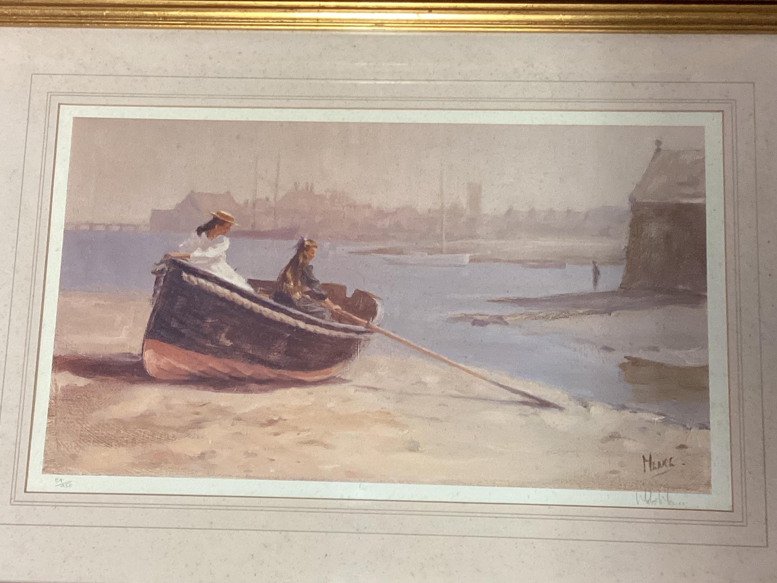 A set of five modern gilt framed and glazed prints of Edwardian boating scenes, 44cm x 63cm - Image 2 of 4