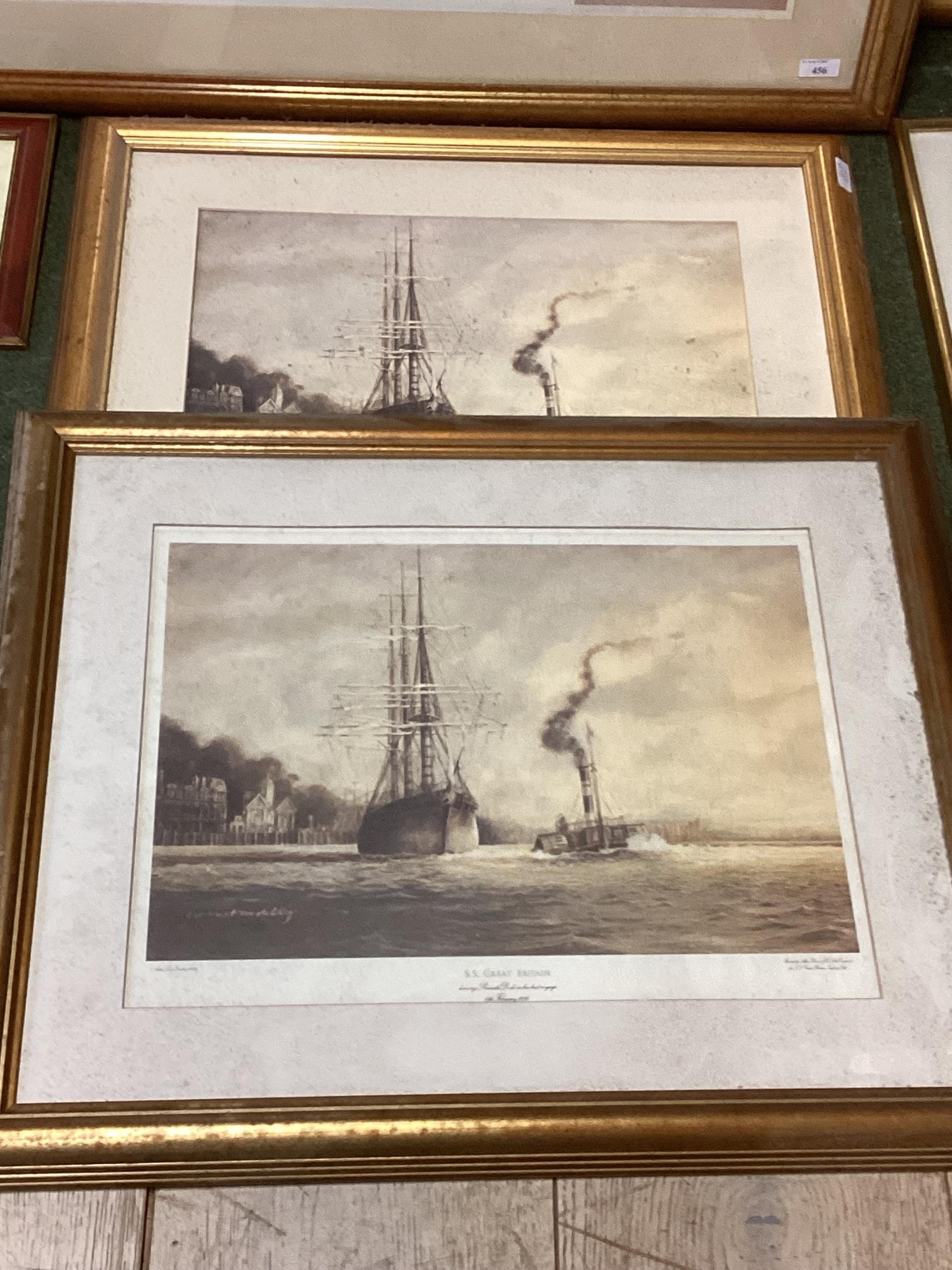 A quantity of framed and glazed decorative prints, including SS GREAT BRITIAN, 1845, all as found - Image 4 of 8